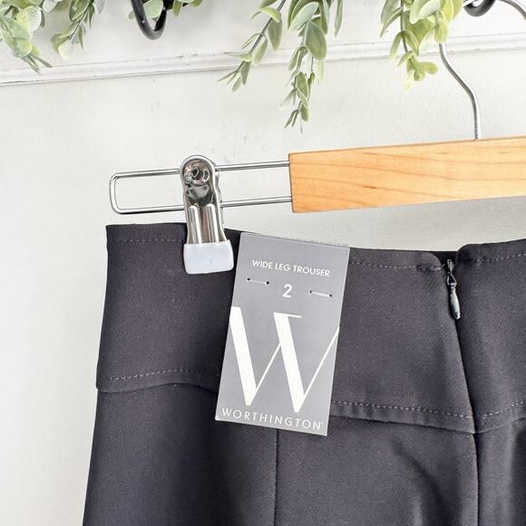 New Worthington High Rise Black Wide Leg Trouser Size 2 DG - Picture 3 of 5